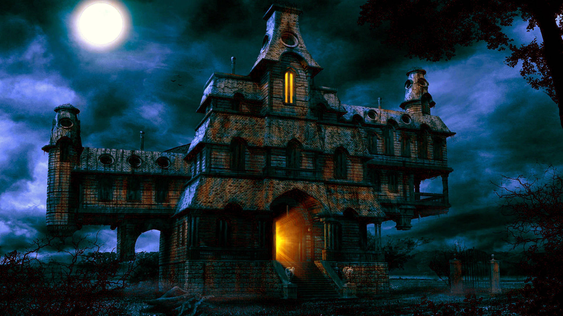 Get Ready For A Spooky Night Visit Haunted House This Wallpaper