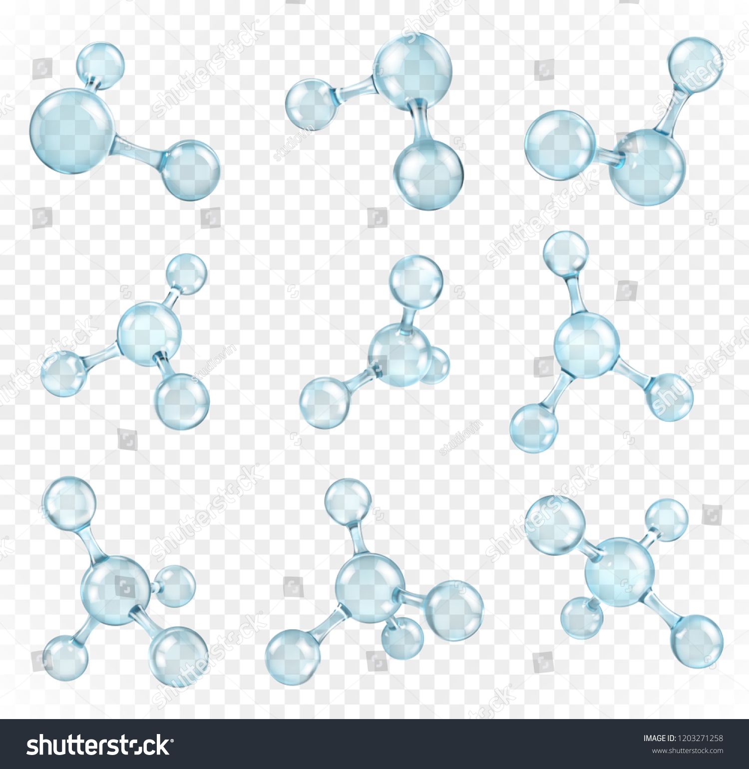 Glass Transparent Molecules Model Reflective And Refractive