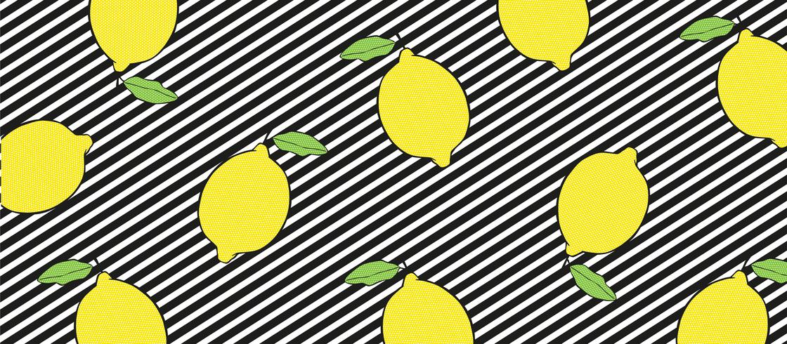 Lemons On Black And White Lines Background