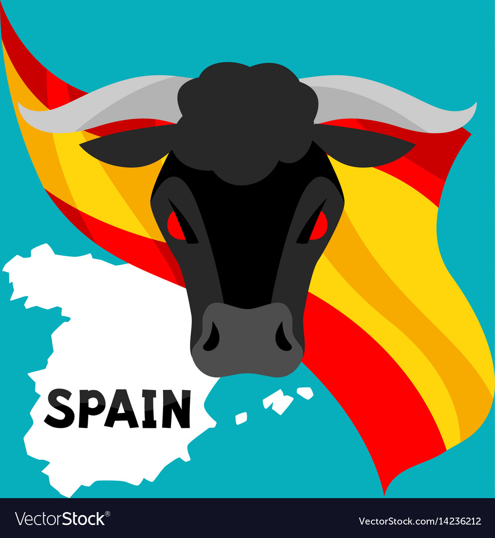 Traditional Spanish Corrida Bull On Background Vector Image