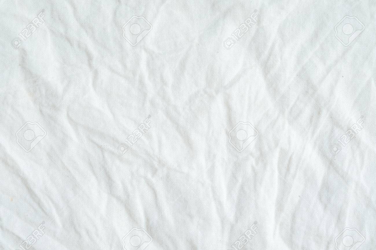 Wrinkled White Cotton Fabric Texture Background Wallpaper Stock