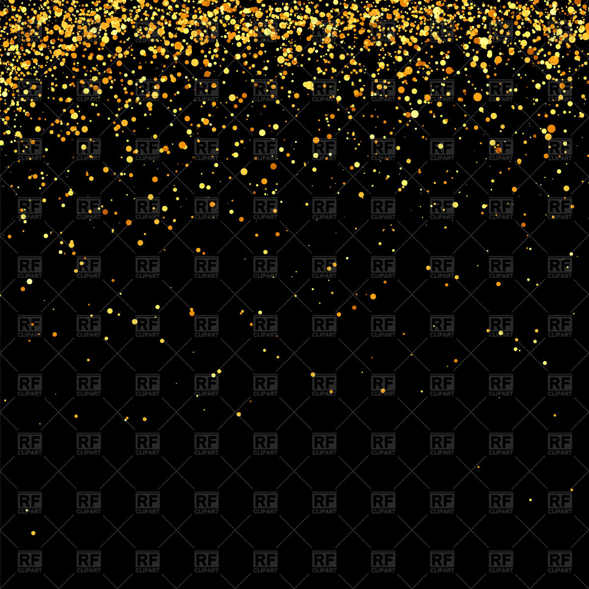 Yellow And Orange Confetti On Black Background Vector Image Of