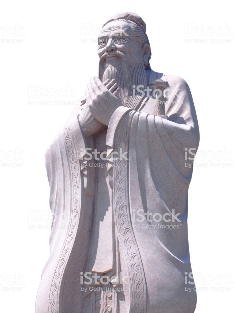 Confucius Statue Isolated On White Background Stock Photo