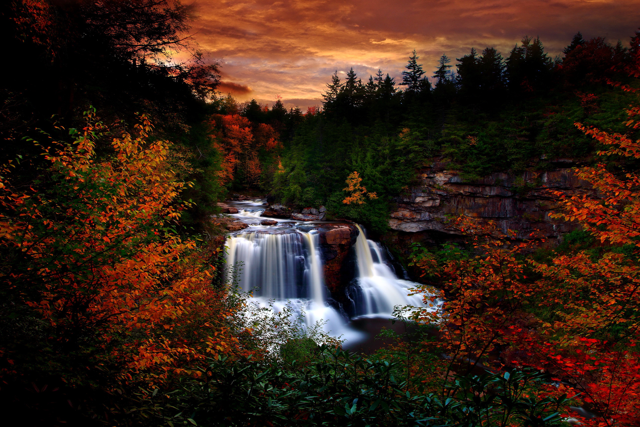 Autumn Waterfall At Blackwater Falls State Park West Virginia By