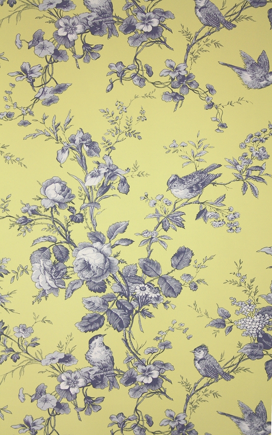 Isabelle Blue And Yellow Toile Wallpaper Thibaut