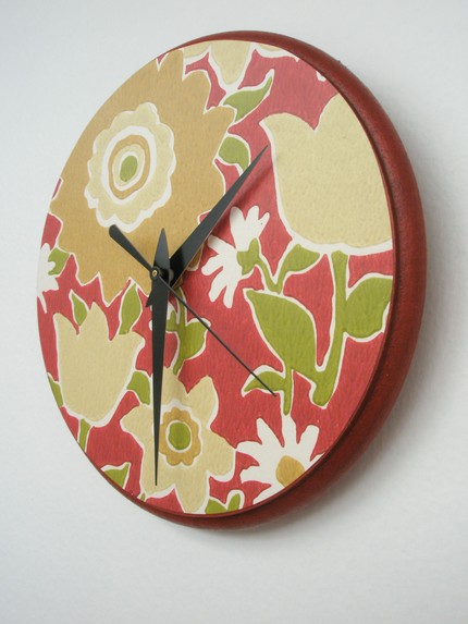 clock with vintage wallpaper