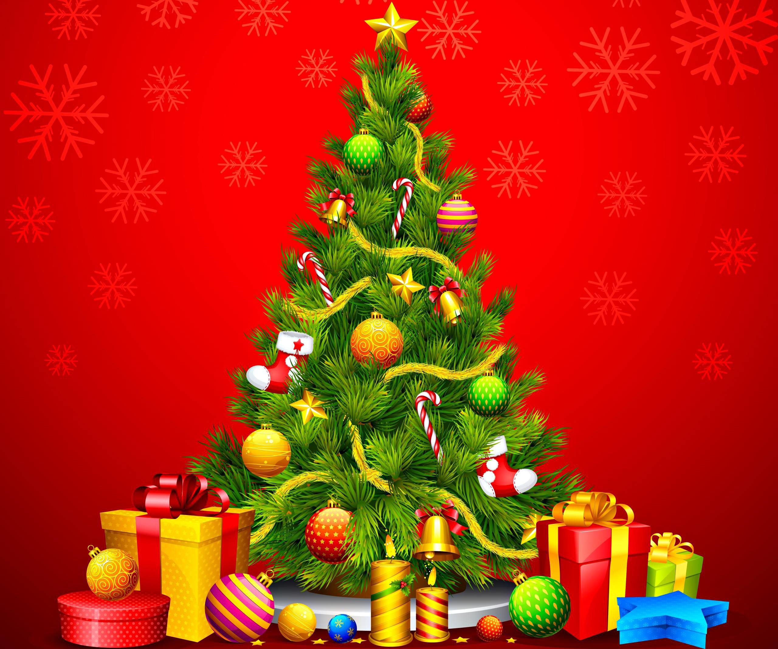 Christmas Tree Wallpaper Background Image