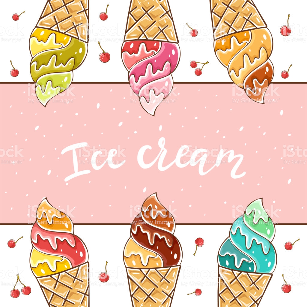 Colorful Ice Cream On Pink Background Stock Illustration