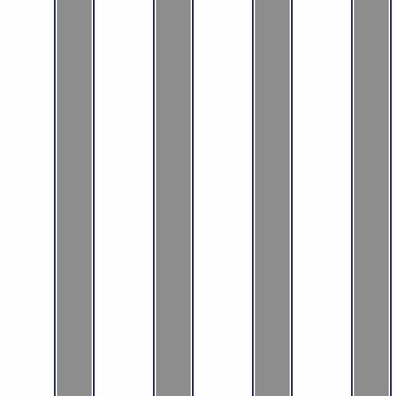 Stripes Dark Gray Navy On White Inch Awning Stripe Wallpaper