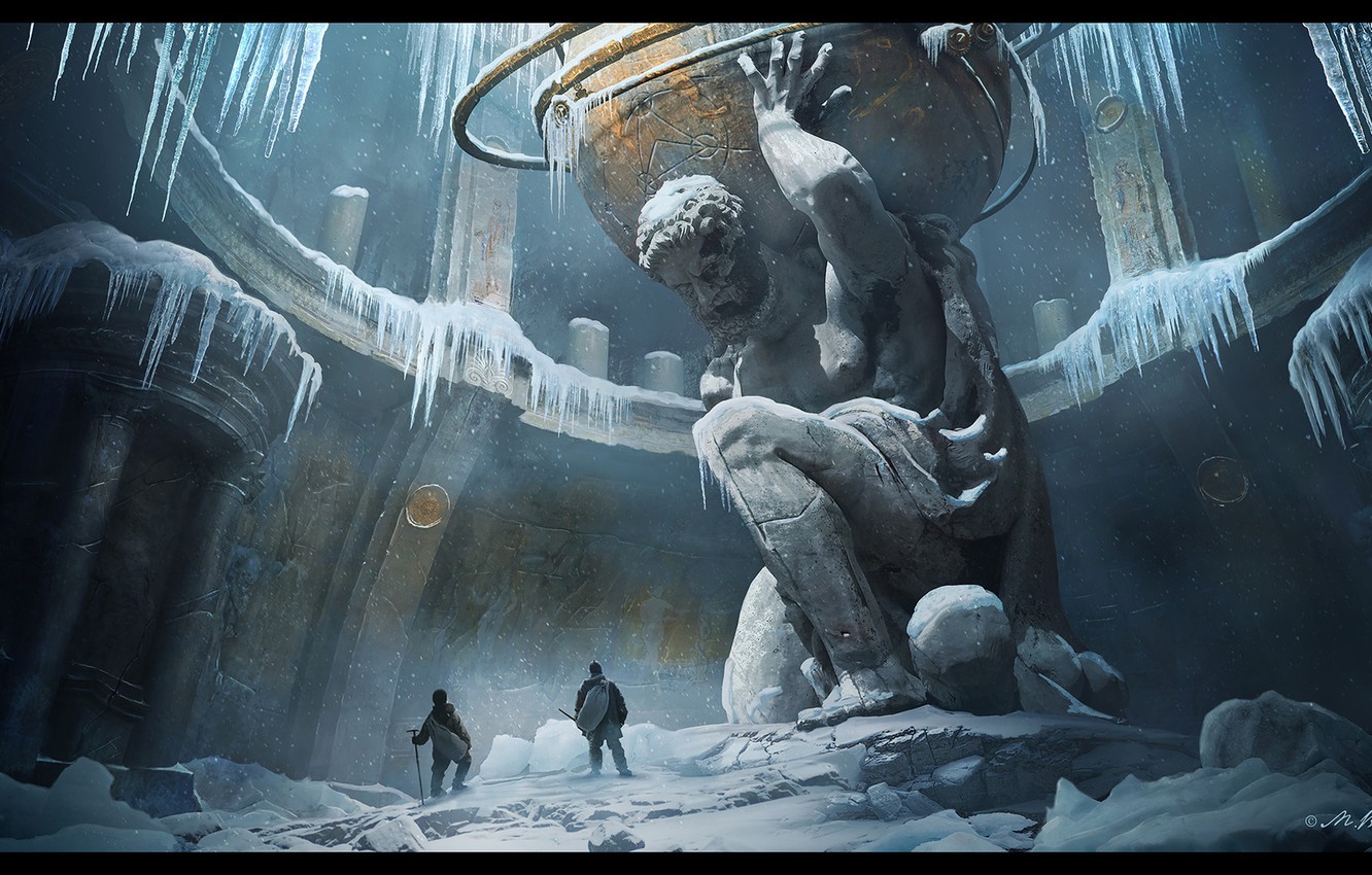 Wallpaper ice giant the room statue Atlant images for desktop