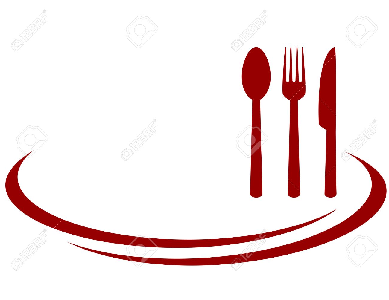 Background For Restaurant With Red Fork Knife And Spoon Royalty