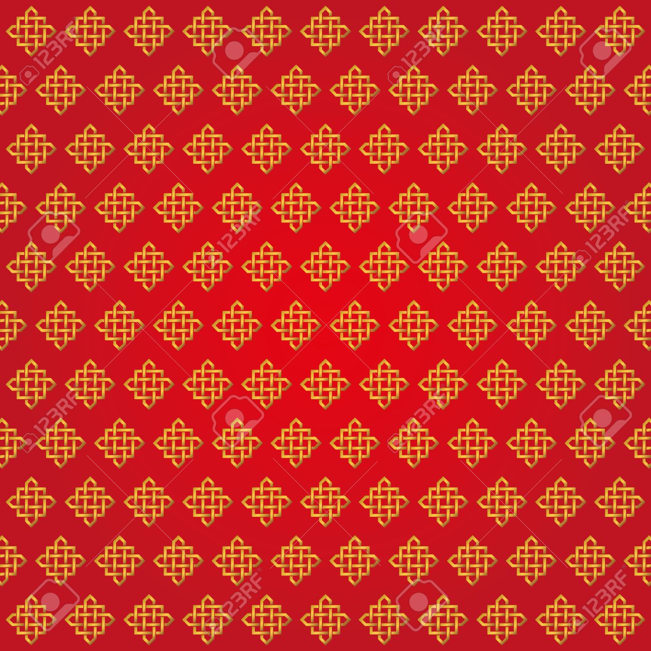 Endless Auspicious Knot Pattern On Red Background China Tibet