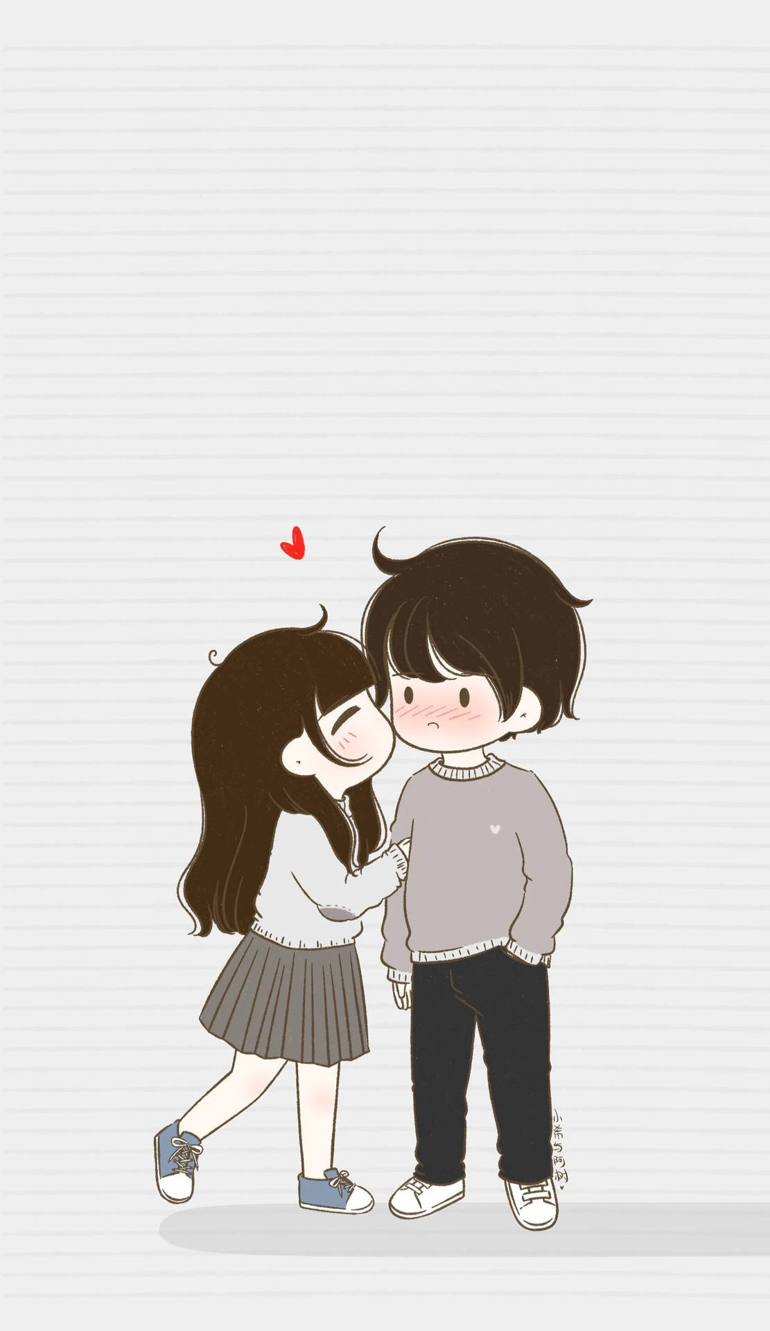 Cute Couple Cartoon Wallpaper