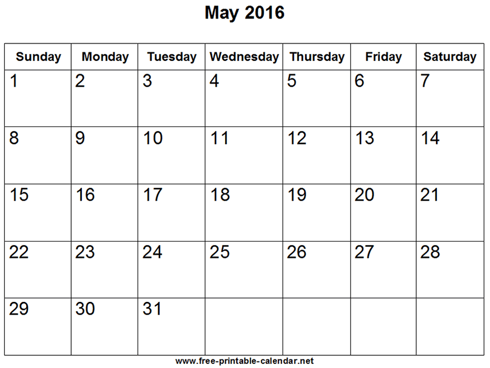 May Calendar New