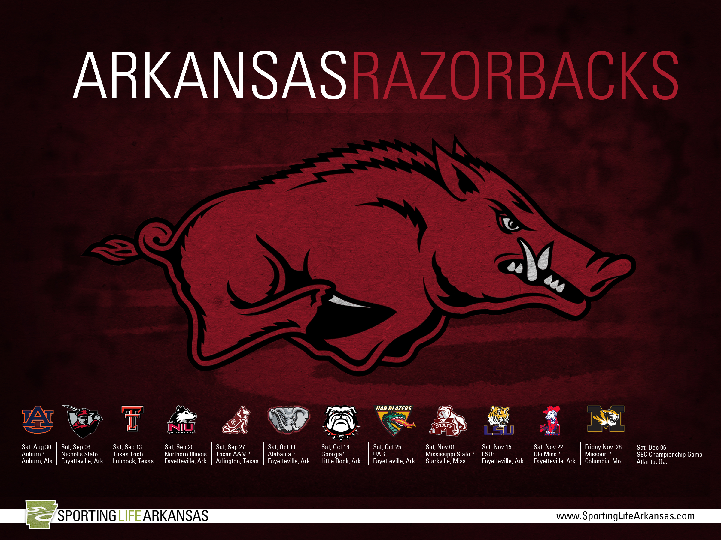 Razorback Football Schedule Puter And Tablet Wallpaper Background