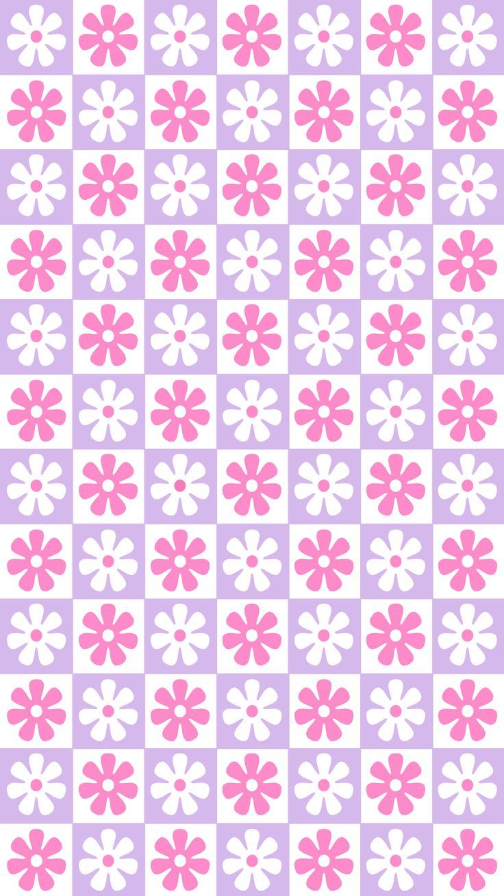 Phone Wallpaper Background Pink Purple Checkerboard Flower