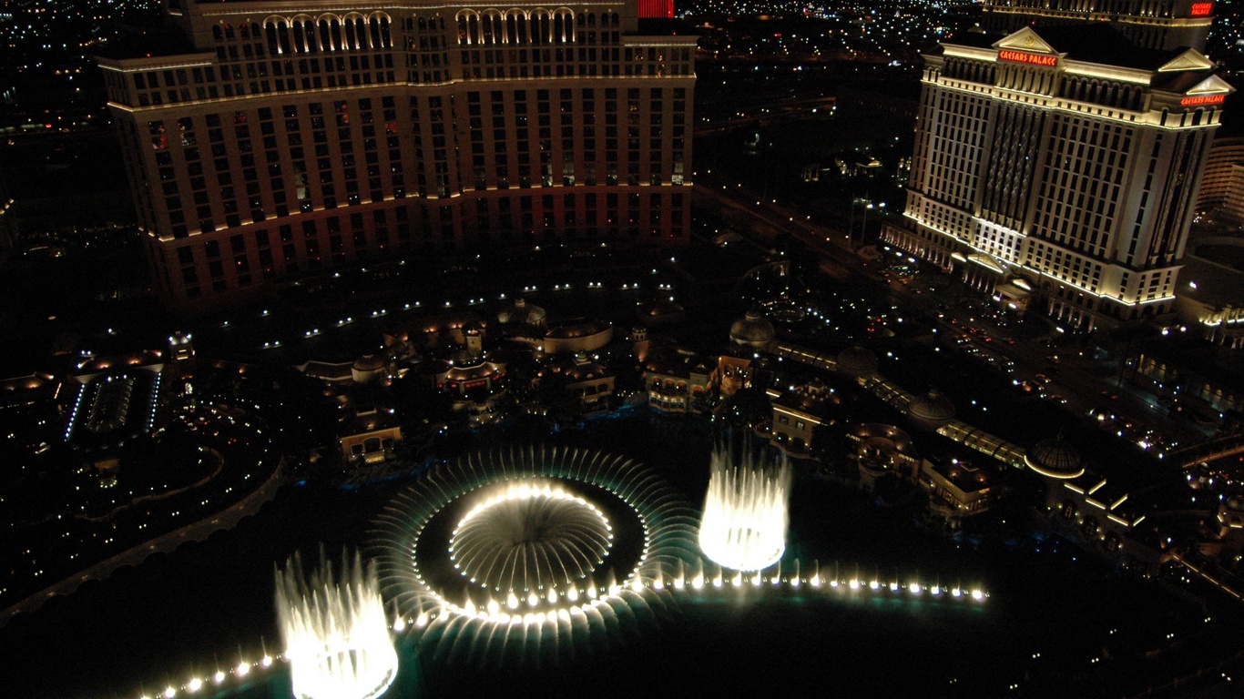 Wallpaper Las Vegas Night Casino Lights Fountains City Photo On