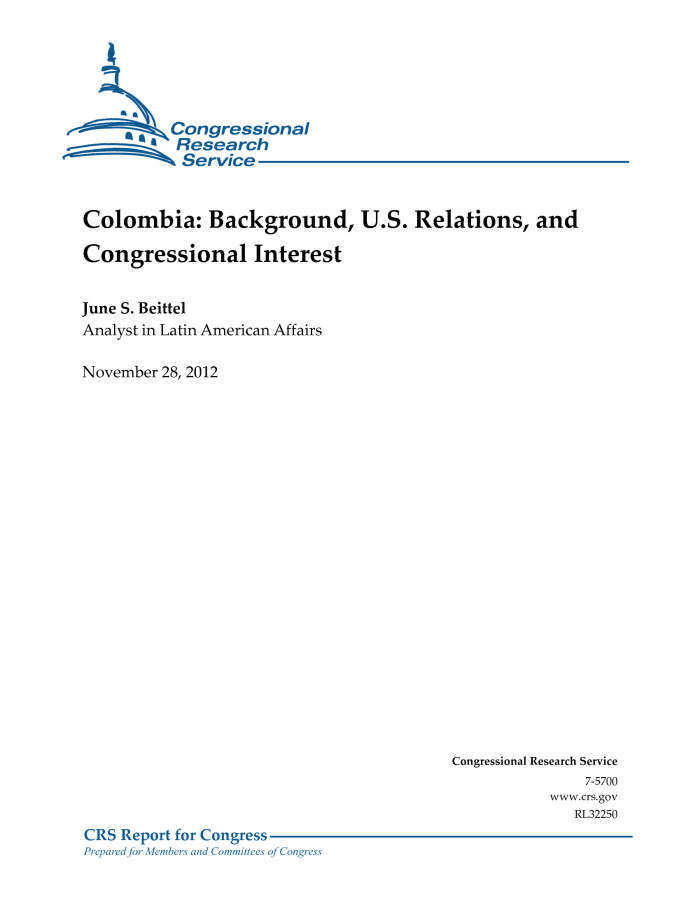 Colombia Background U S Relations And Congressional Interest
