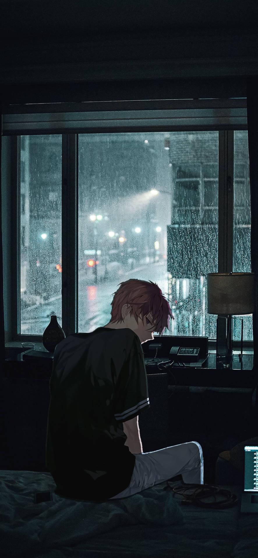 Download Japanese Aesthetic iPhone Rainy Dark Room Boy Wallpaper