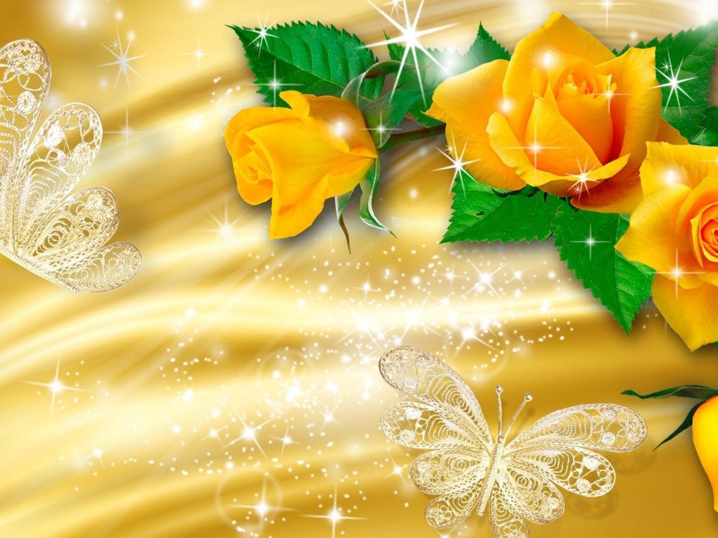 Glowing Yellow Roses HD Desktop Wallpaper Widescreen High