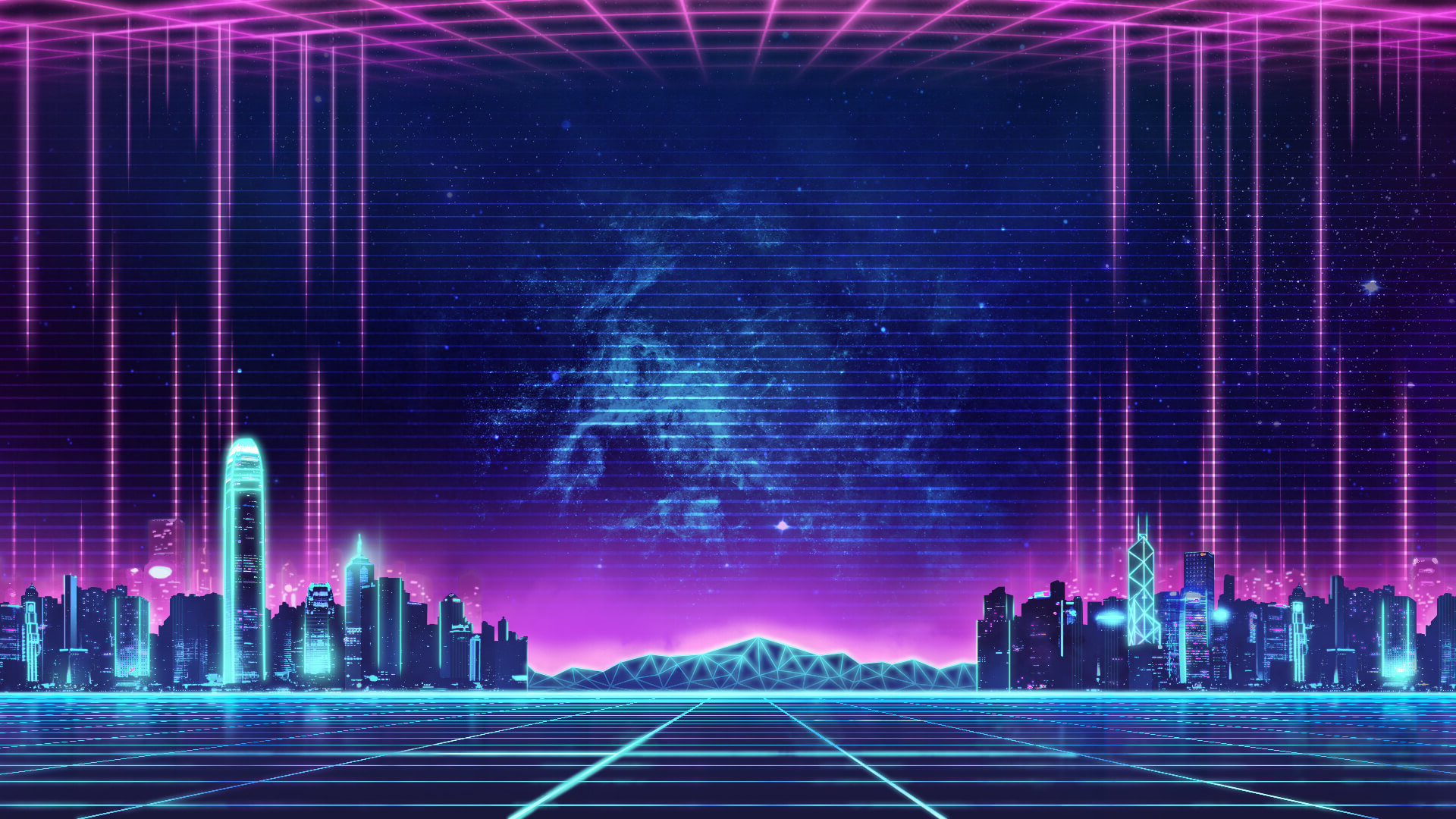 Synthwave Music Retro Neon City Wallpaper
