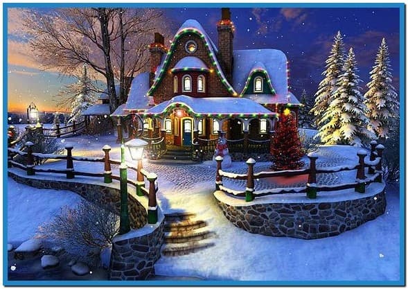 White christmas 3d screensaver and animated wallpaper