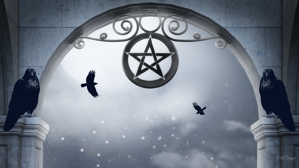 Pentagram And Ravens Wallpaper