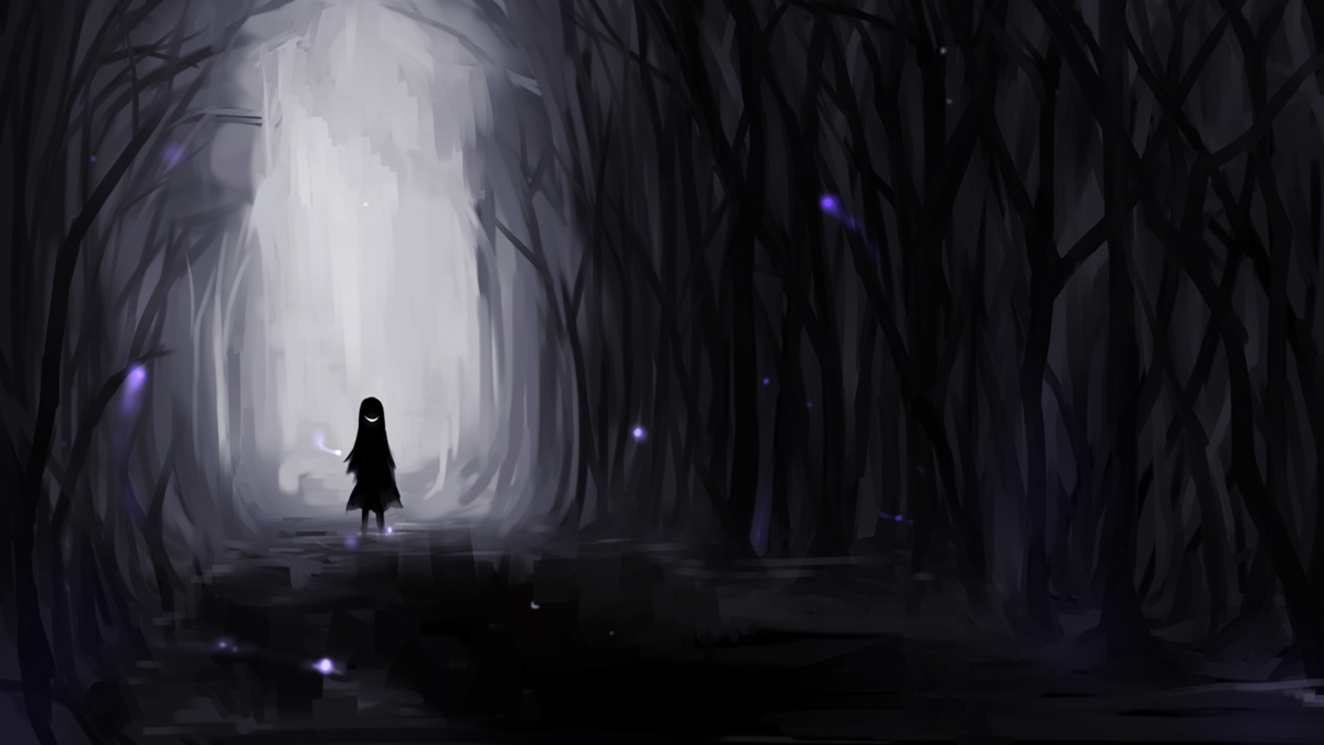 Wallpaper Creepy Dark Forest Evil Smiles Anime Drawn