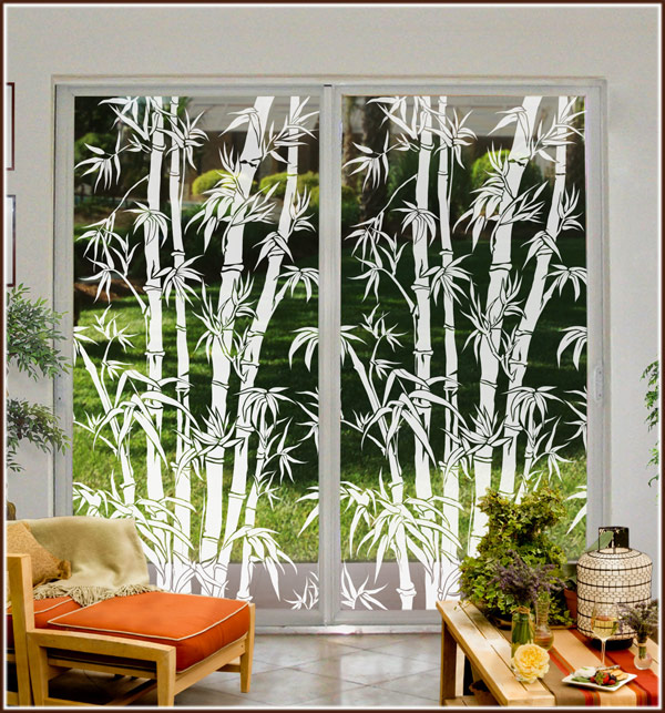 Glass Window Film Design Big Bamboo See Thru Wallpaper For Windows