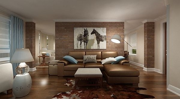 living room with exposed brick wall Adding an Exposed Brick Wall to