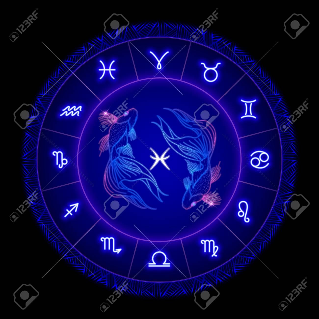 Pisces Zodiac Sign Horoscope Symbol Vector Illustration Royalty