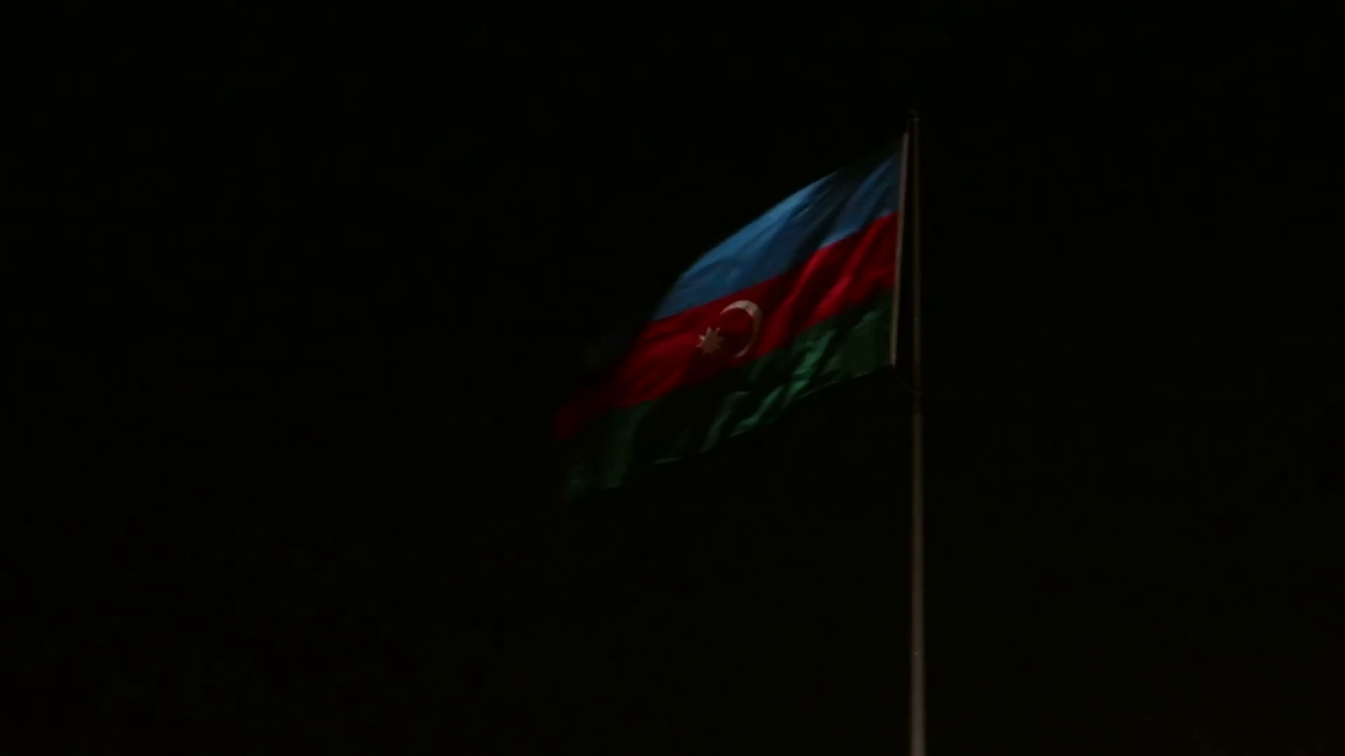 Baku Night With Azerbaijan Flag Stock Video Footage