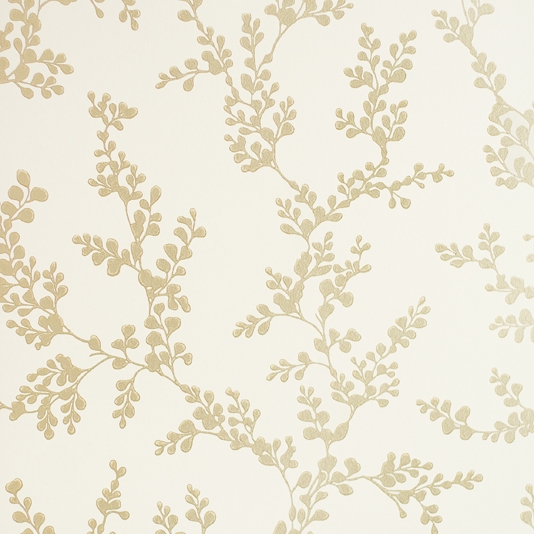 Fern Floral Wallpaper Gold Shadow Print On Cream