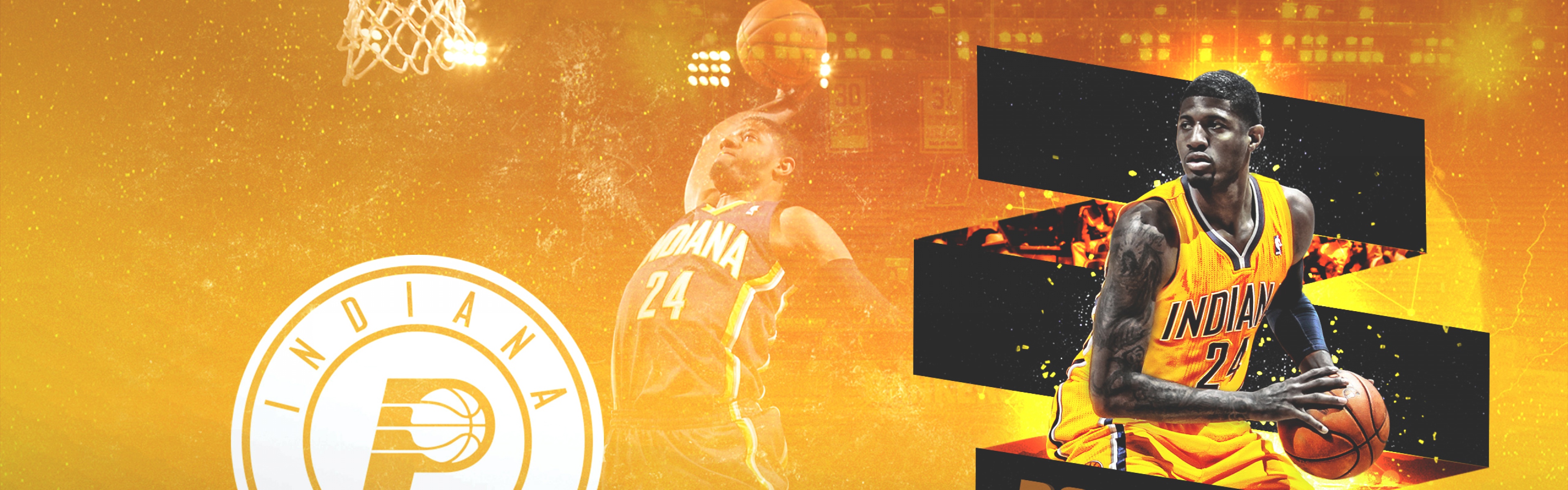 Download Wallpaper 3840x1200 paul george indiana pacers basketball