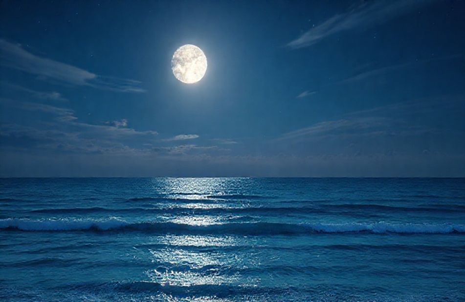 Moon Over Ocean Wallpaper