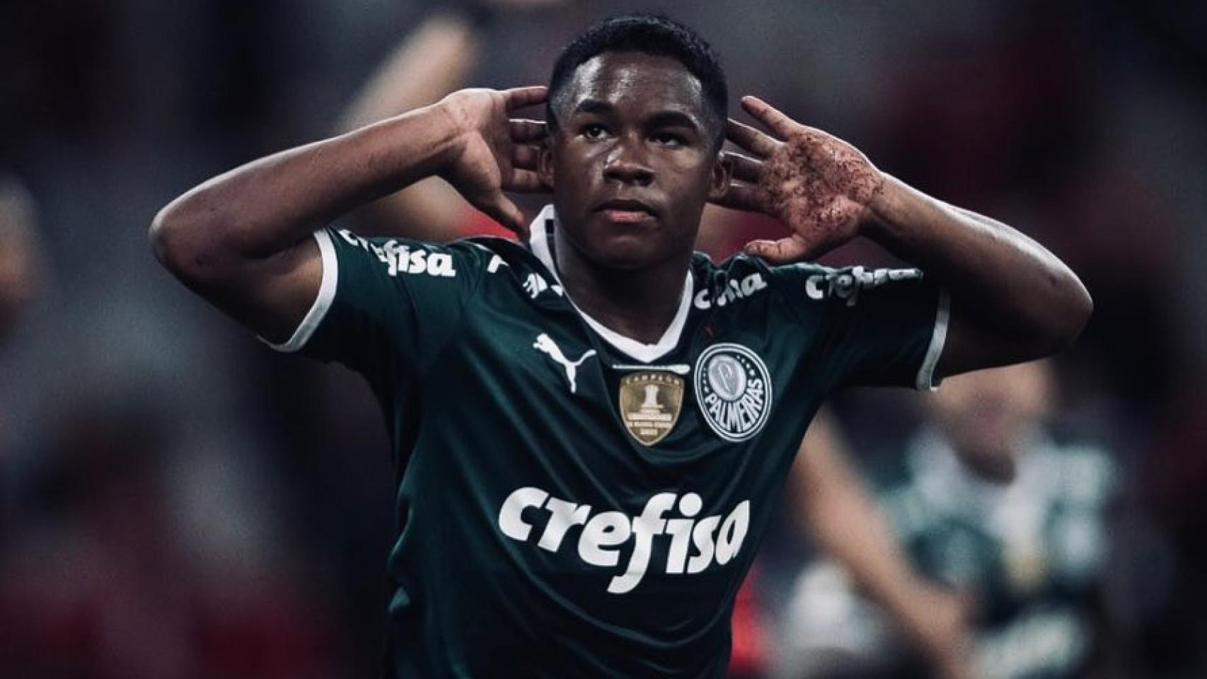 Endrick Felipe celebrating a goal for Palmeiras
