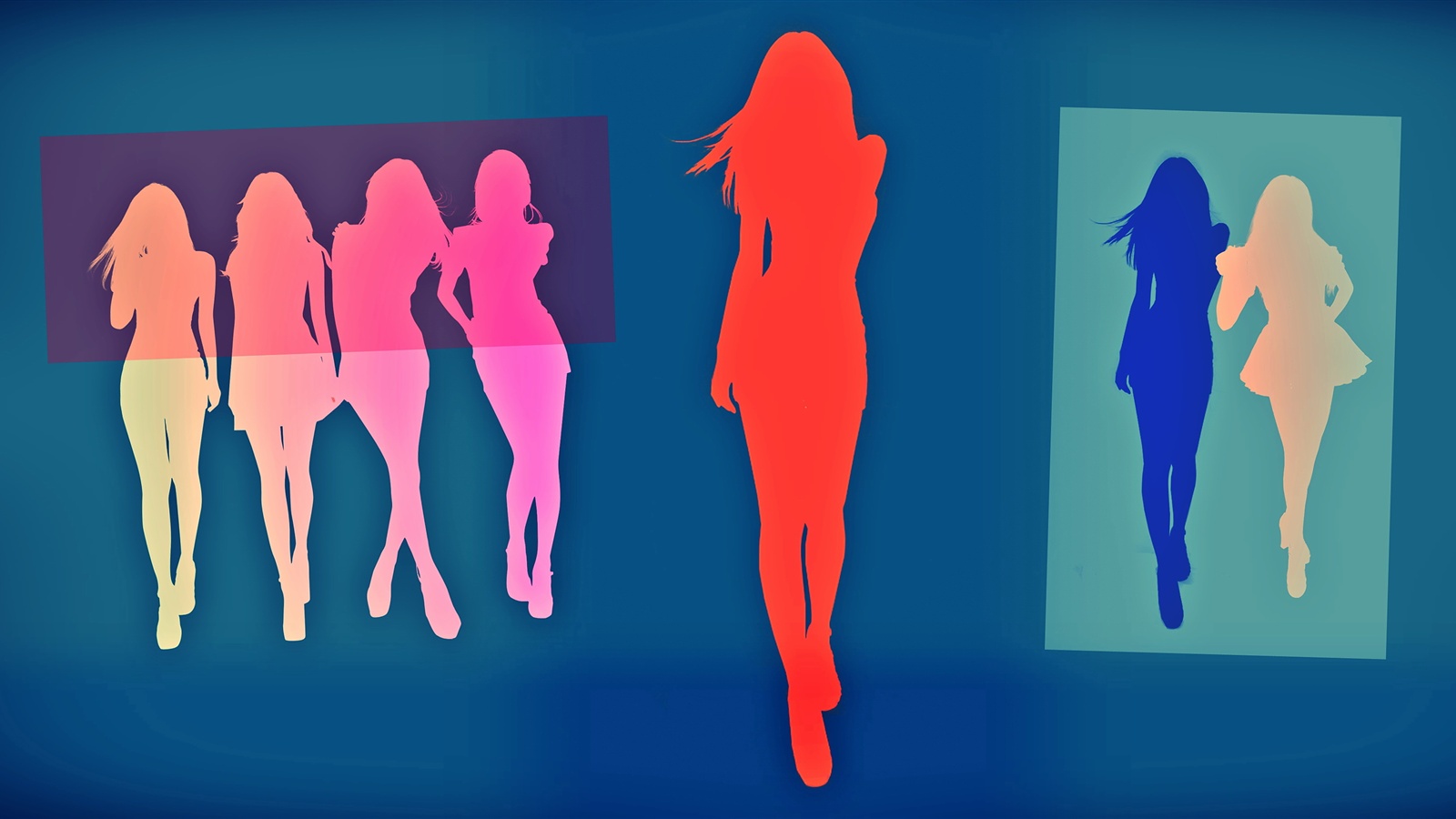 Wallpaper Vector Girls Colorful Multi Monitor Panorama