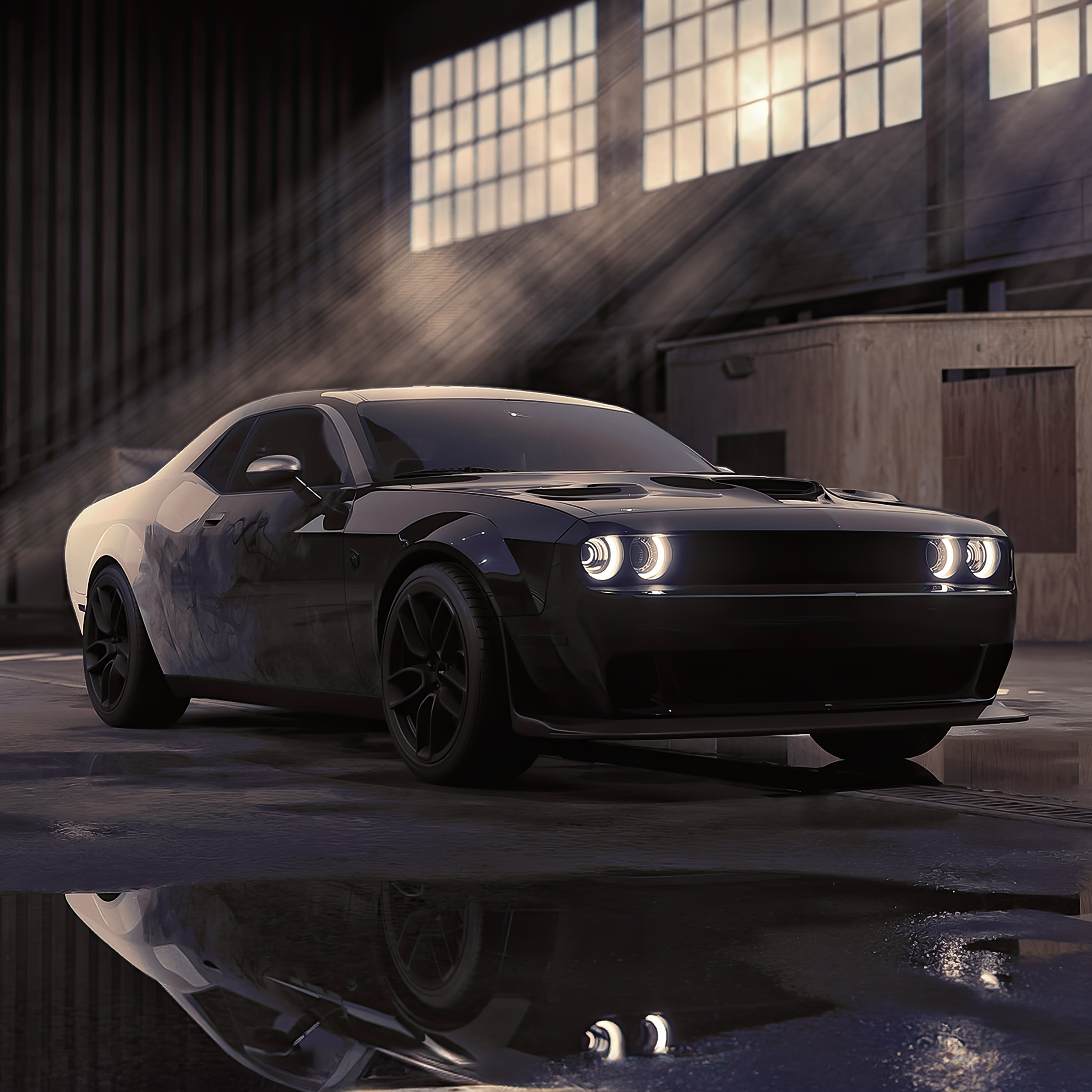 Matte Black Dodge Challenger 4k iPad Pro Retina Display HD Wallpaper