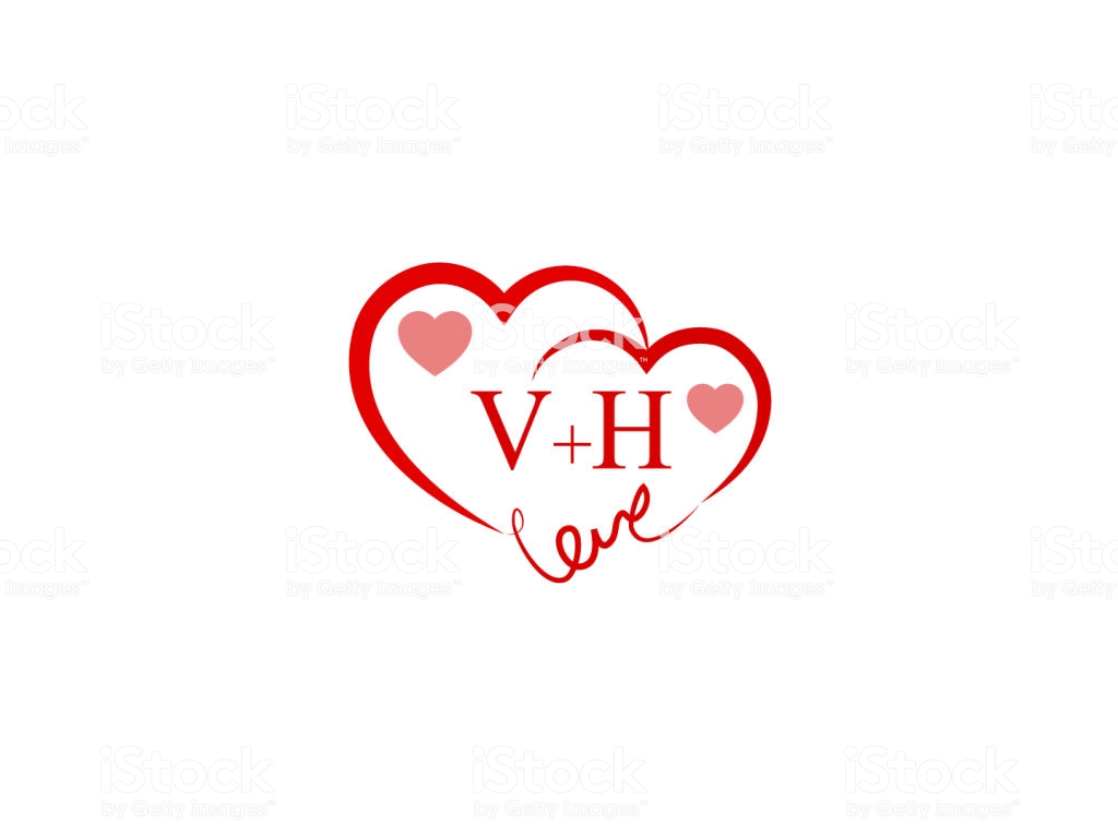 Vh Initial Wedding Invitation Love Icon Template Vector Stock