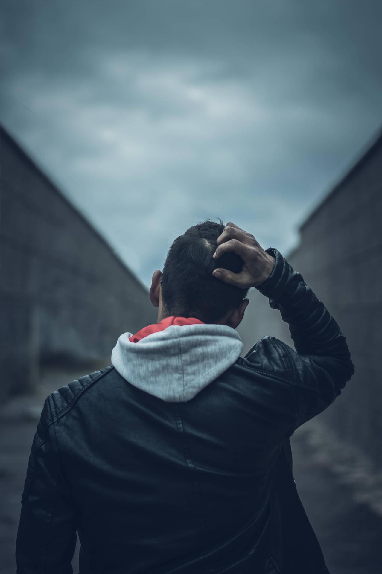 Desolate Emotions A Solemn Young Boy Against Vast
