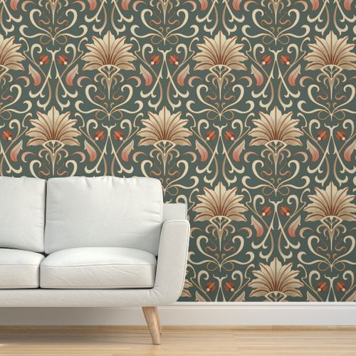 Art Nouveau Wallpaper On Dark