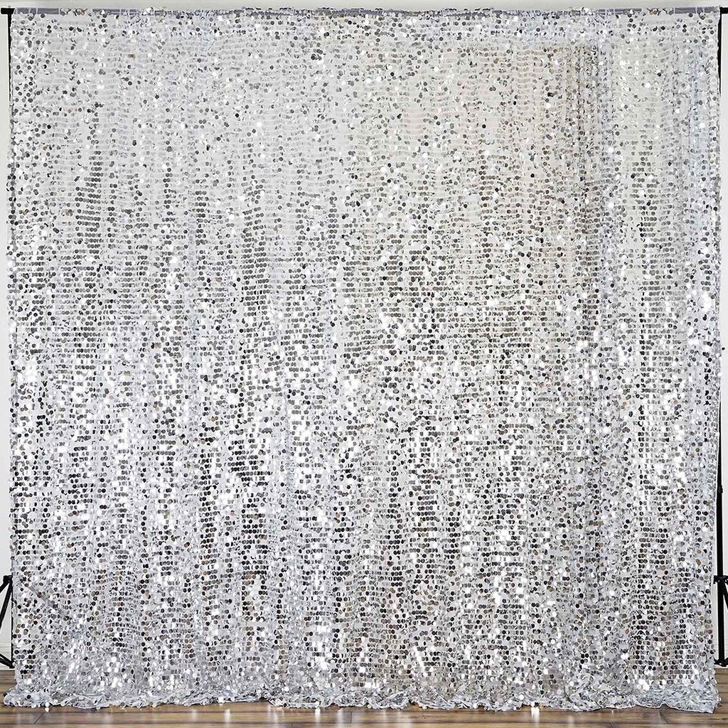 20ft Silver Big Payette Sequin Curtain Panel Backdrop Wedding