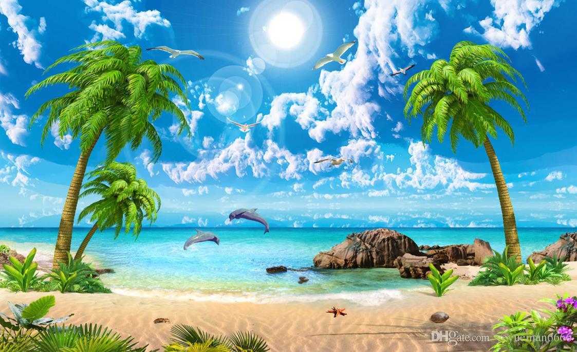 HD Beautiful Wallpaper Sea Coconut Beach Landscape 3d