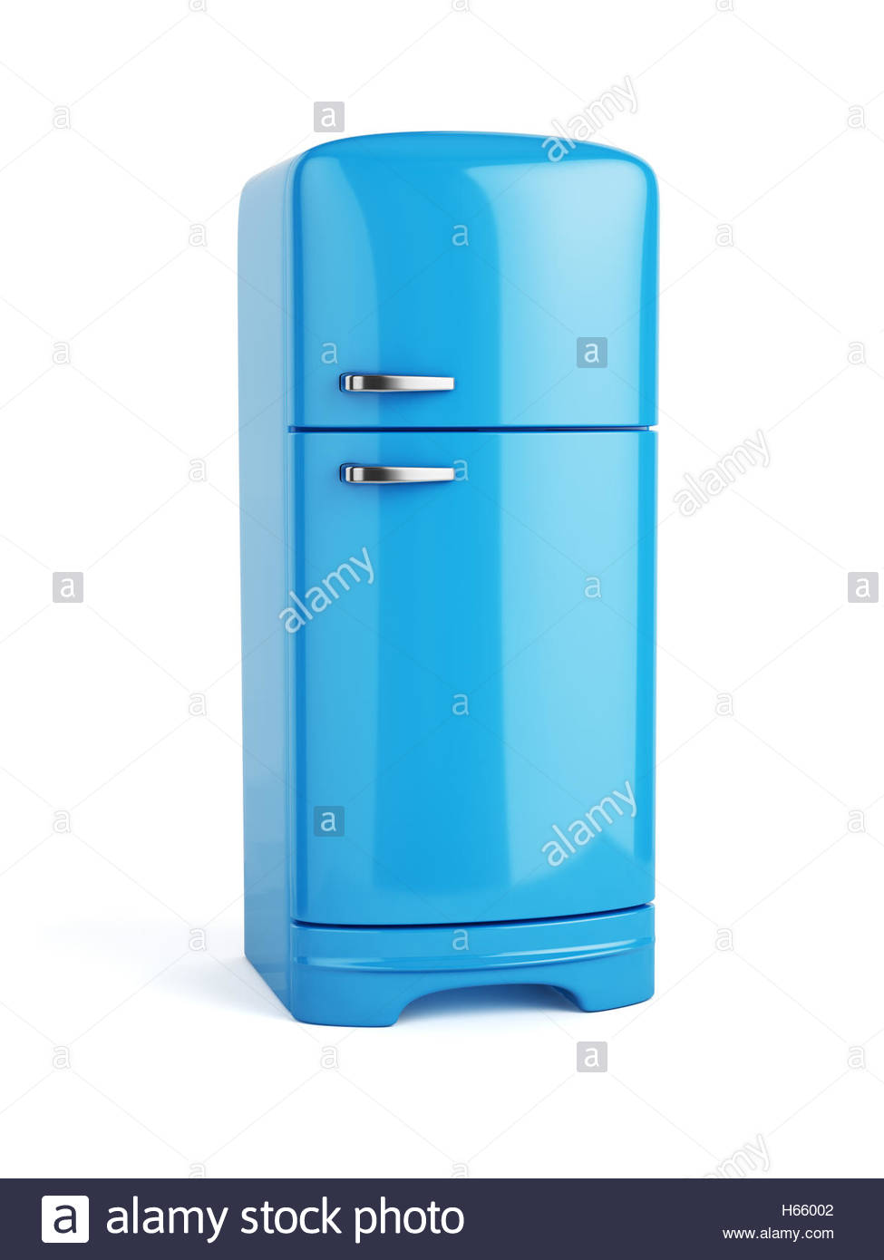 Retro Blue Fridge Refrigerator Isolated On White Background 3d