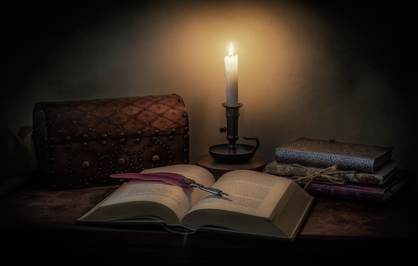 Wallpaper Style Pen Candle Box Book Still Life The Casket