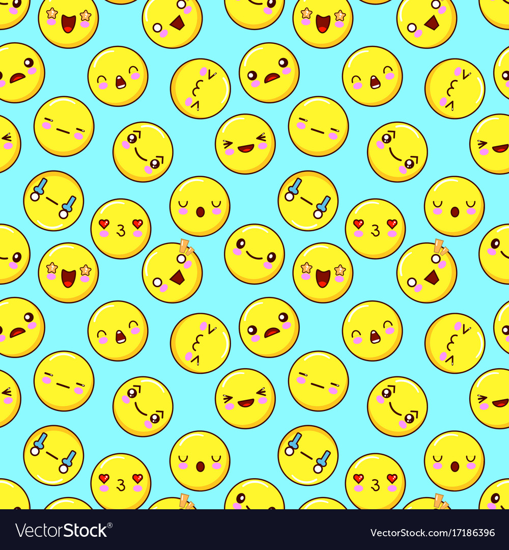 Cute Smiley Face Seamless Pattern Background Vector Image