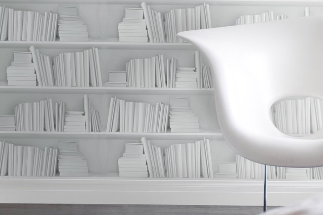 White Bookshelf Wallpaper Ideas Living Room Design