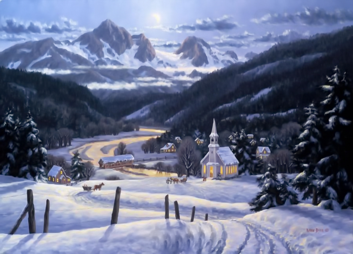 Winter Village Wallpaper
