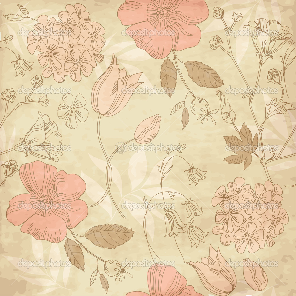  Vintage seamless floral pattern stock illustration by flowerpixru