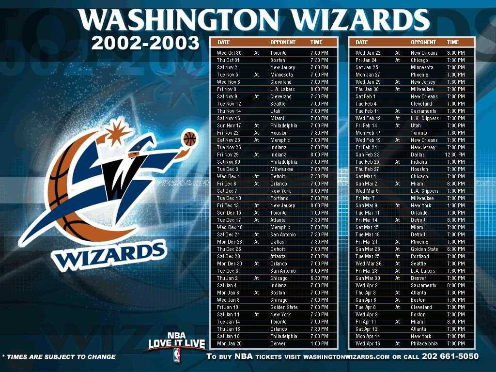 Nba Washington Wizards Schedule Desktop Wallpaper